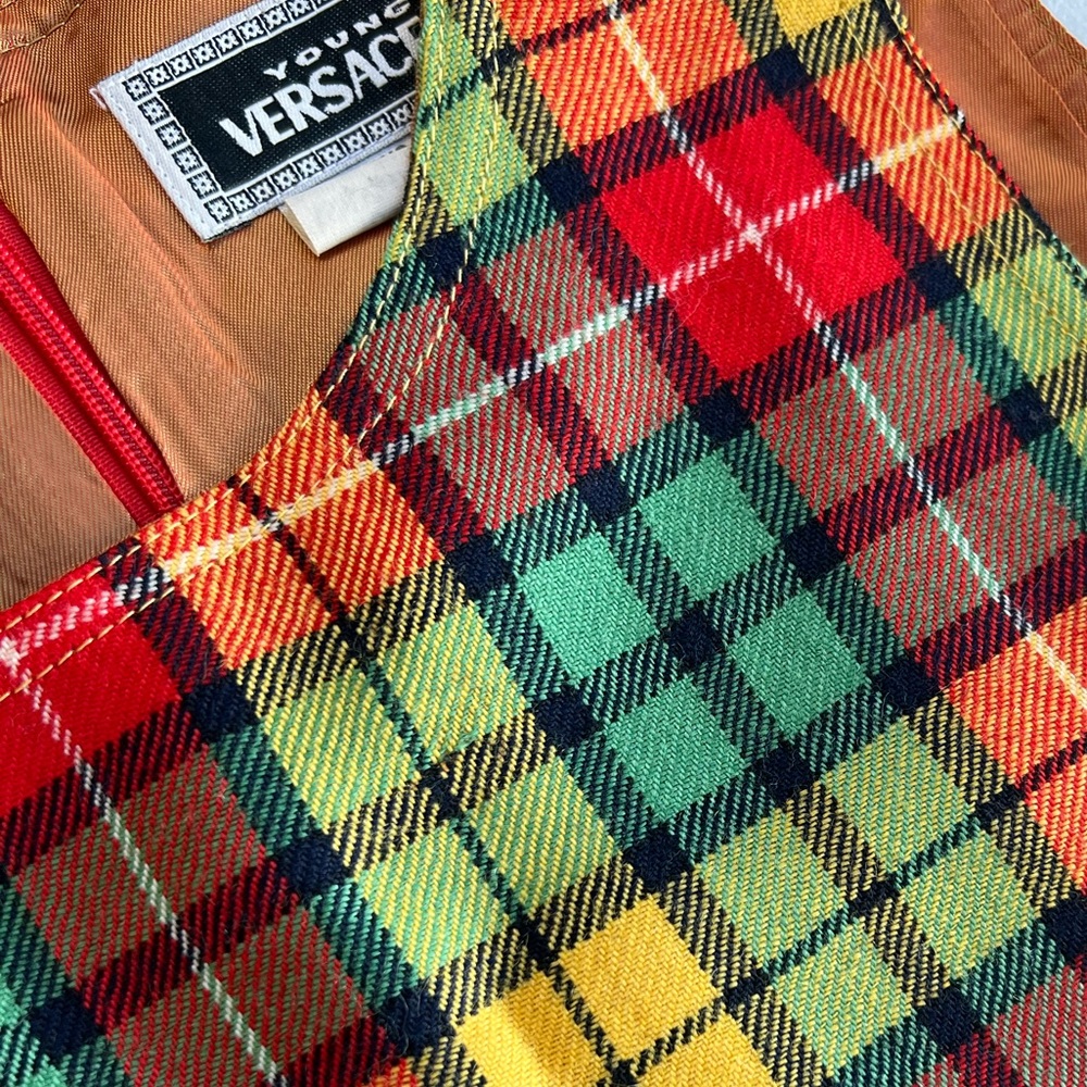 VINTAGE VERSACE: Plaid Mod Dress - Picture 9 of 10
